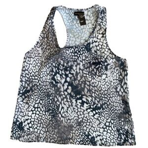 TIMING Women’s Blue Sheer Animal Print Tank Top